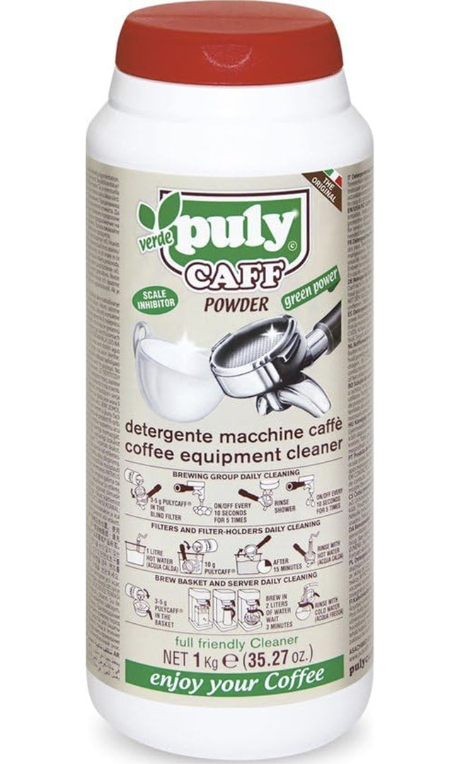 PULY CAFF Verde - Détergent en poudre pour éliminer calcaire et graisses végétales sur les ustensiles à café